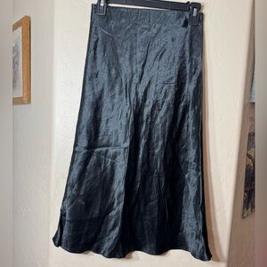 Babaton Black Acetate Satin Slip Skirt Bias Cut Midi A-Line Minimalist 2